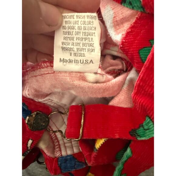 Oshkosh Kennel Klub Vintage 90s Red Puppy Overalls Kids - Picture 3 of 9